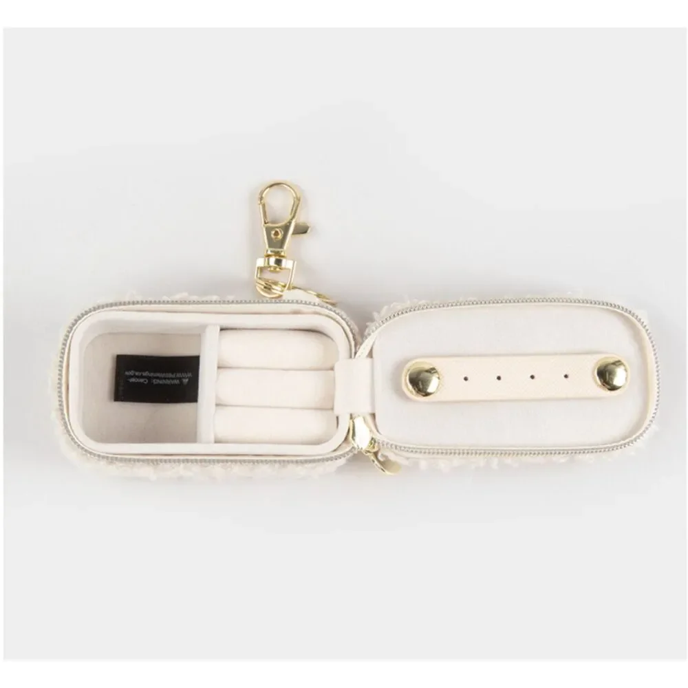 FULL TILT Sherpa Jewelry Case Bag Charm Keychain